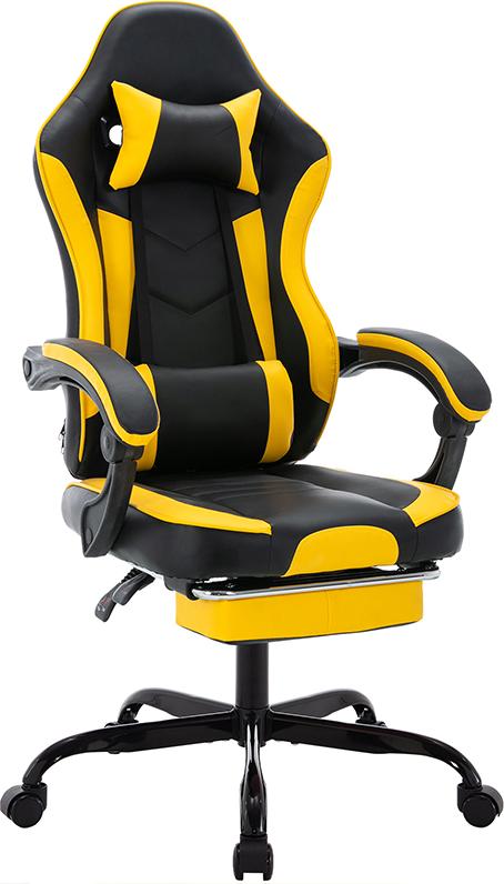 WOHNSTIL Ergonomischer Gaming Stuhl mit Fußstütze, Computerstuhl mit Lendenwirbelstütze, Höhenverstellbar