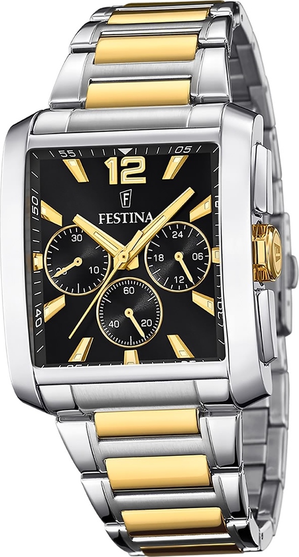 Pánske hodinky Festina z nehrdzavejúcej ocele strieborno-zlaté náramkové hodinky s chronografom D2UF20637/4