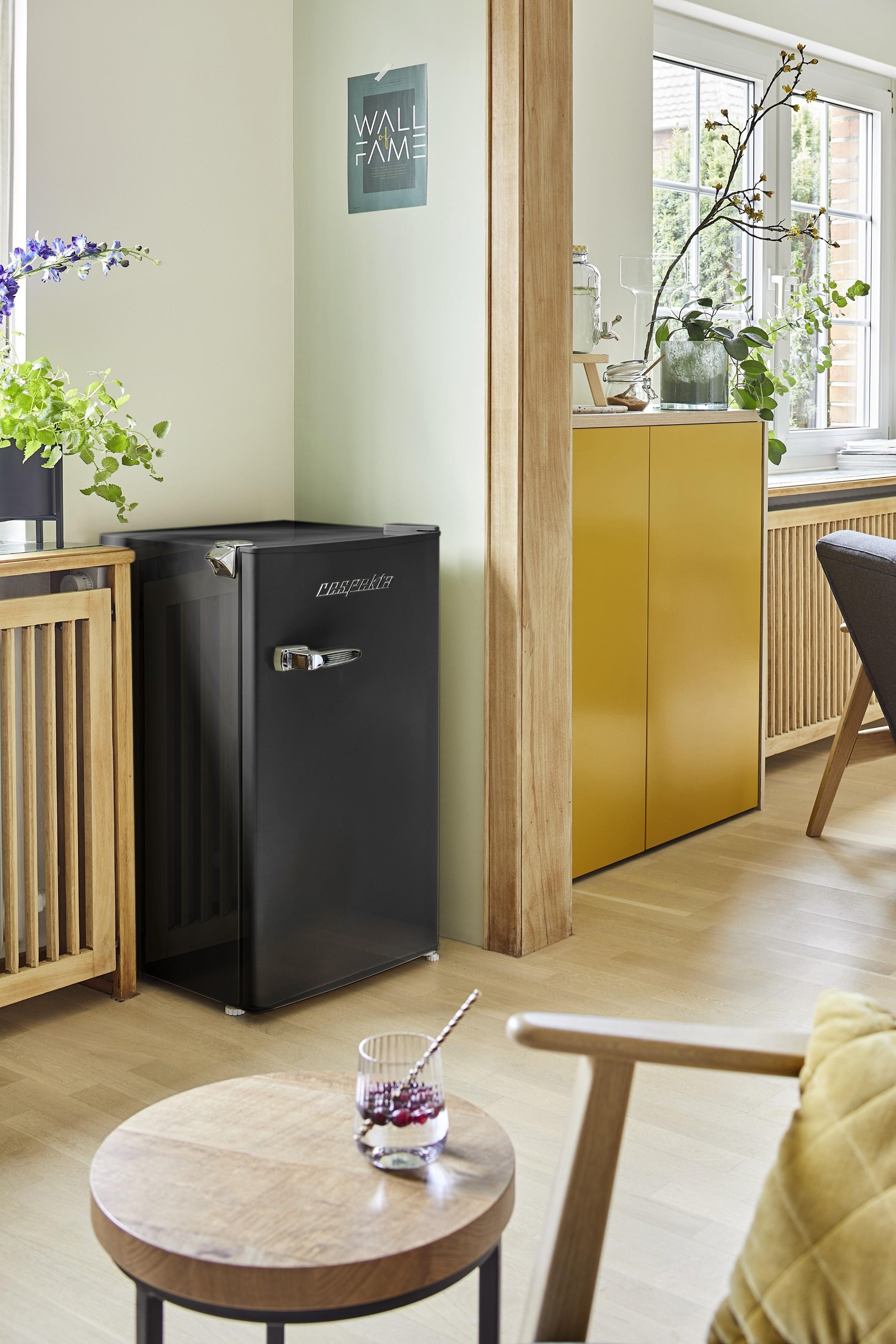 Kühlschrank Kältefach freistehend Retro Rico 83 cm 92 Liter Schwarz Respekta