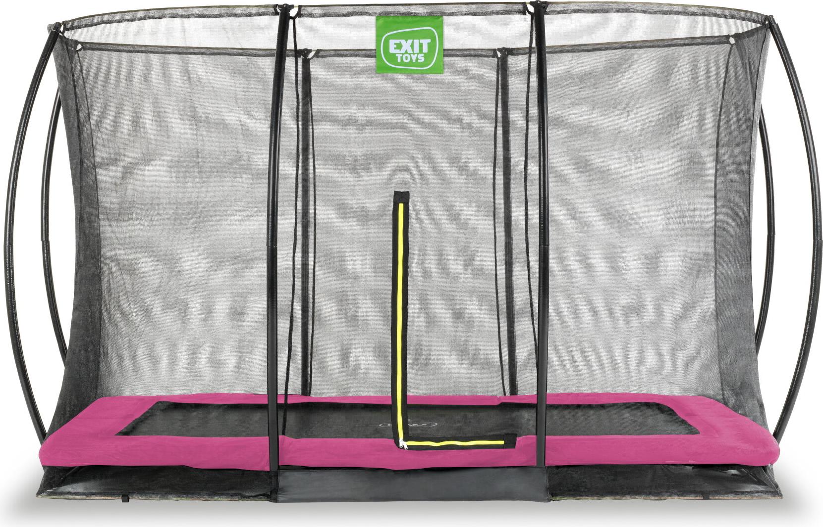 Trampolína EXIT Silhouette 214 x 305 cm, s bezpečnostnou sieťou, trampolína na zem, obdĺžniková, pre deti, ružová