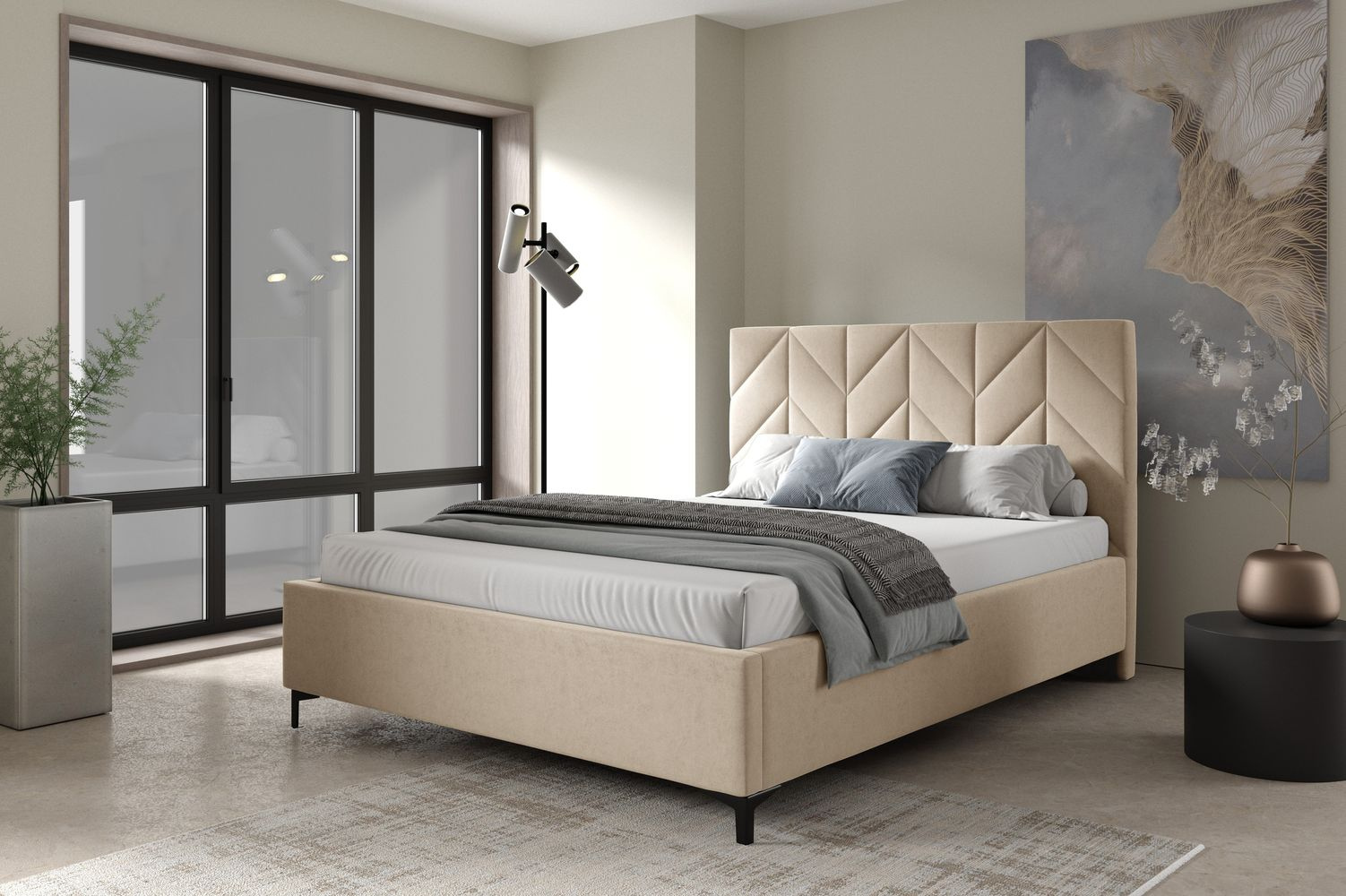 Čalúnená posteľ 120x200 ODETA 6 - svetlo béžová