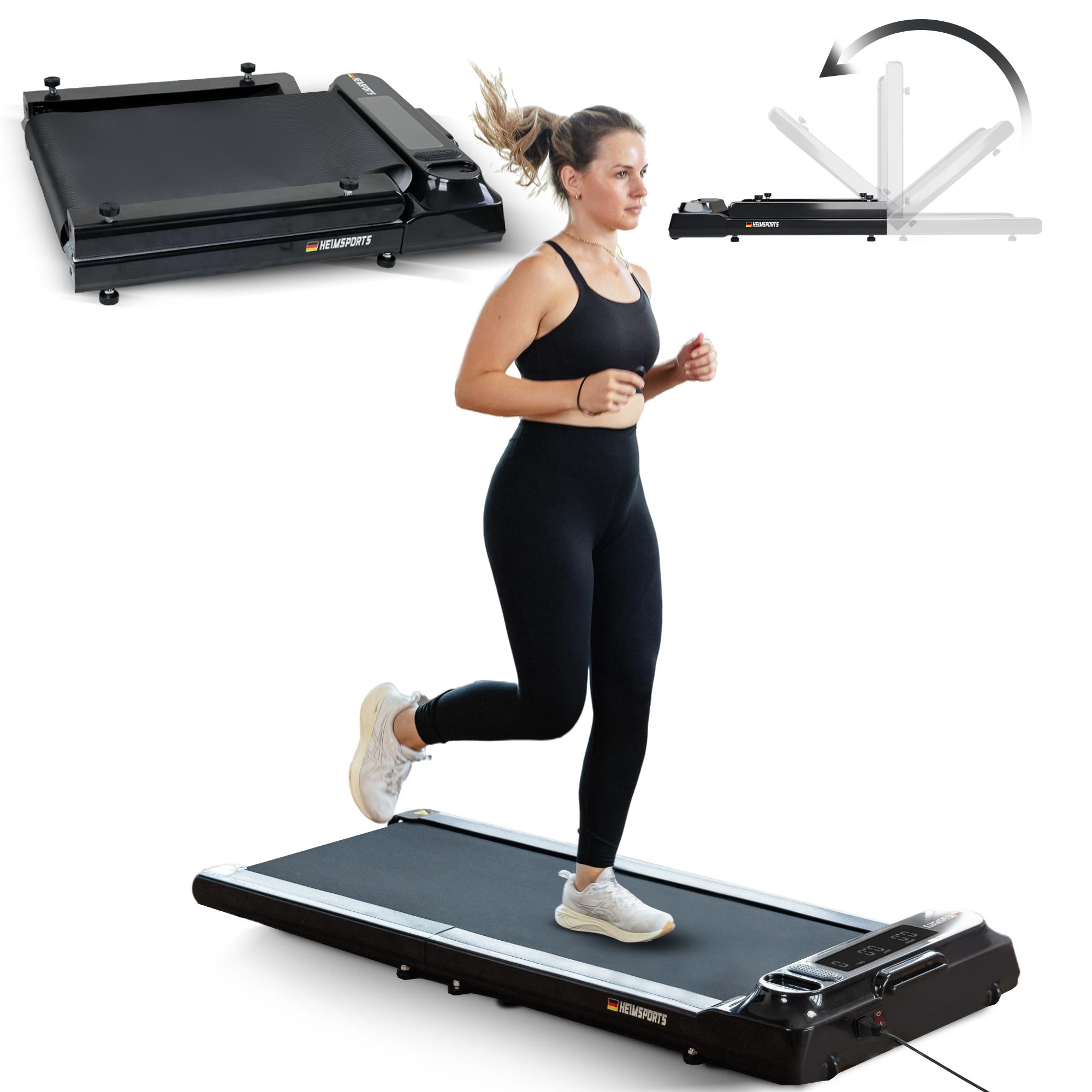 HEIMSPORTS WELTNEUHEIT! Kompaktes Laufband klappbar und voll faltbar, leicht zu verstauen, stabil, leise, mit Sport-APP, Bluetooth, Lautsprecher...