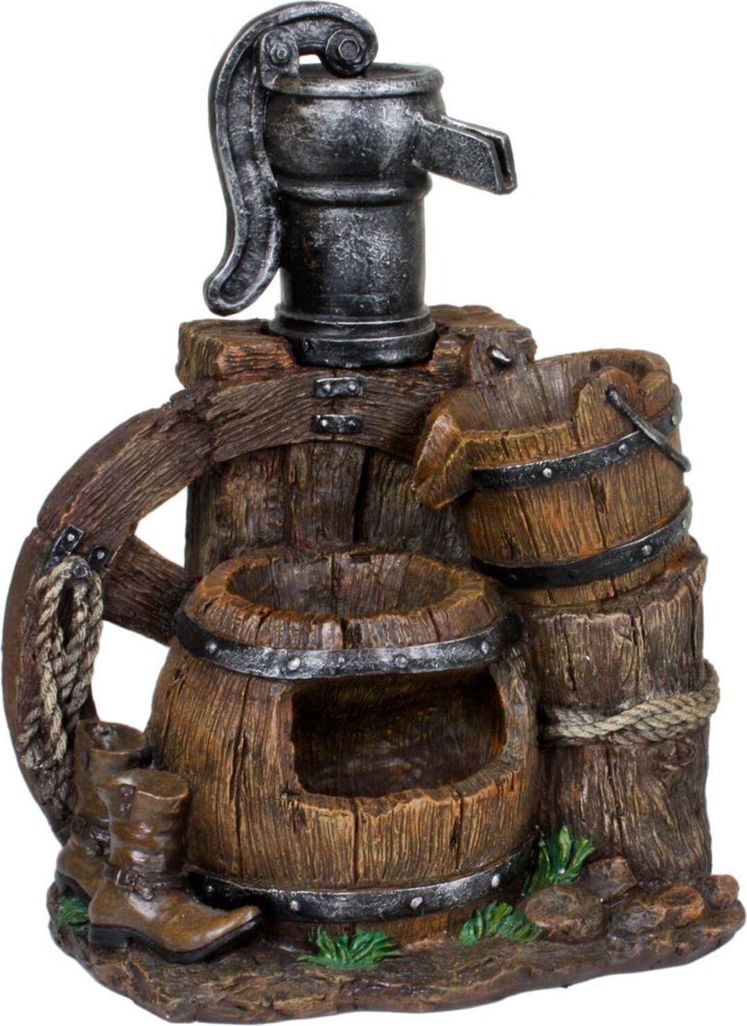 Gravidus Gartenbrunnen Dekobrunnen Springbrunnen Garten Holz-/Stein-Optik g-6027