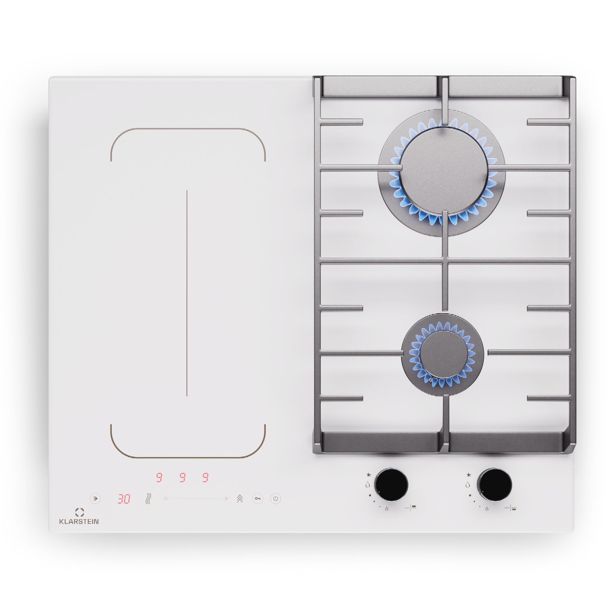 Klarstein indukčná a plynová varná doska, duálna indukcia a plyn, energetická účinnosť, 7kW plný výkon - posuvníkový systém, robustná liatinová základňa - kvalitná indukčná varná doska do kuchyne