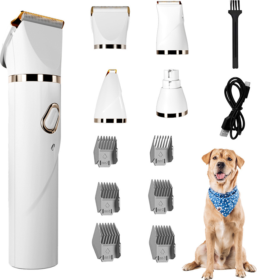 INF Strihač strojčeka pre domáce zvieratá D1: Profesionálna 4-v-1 sada biely