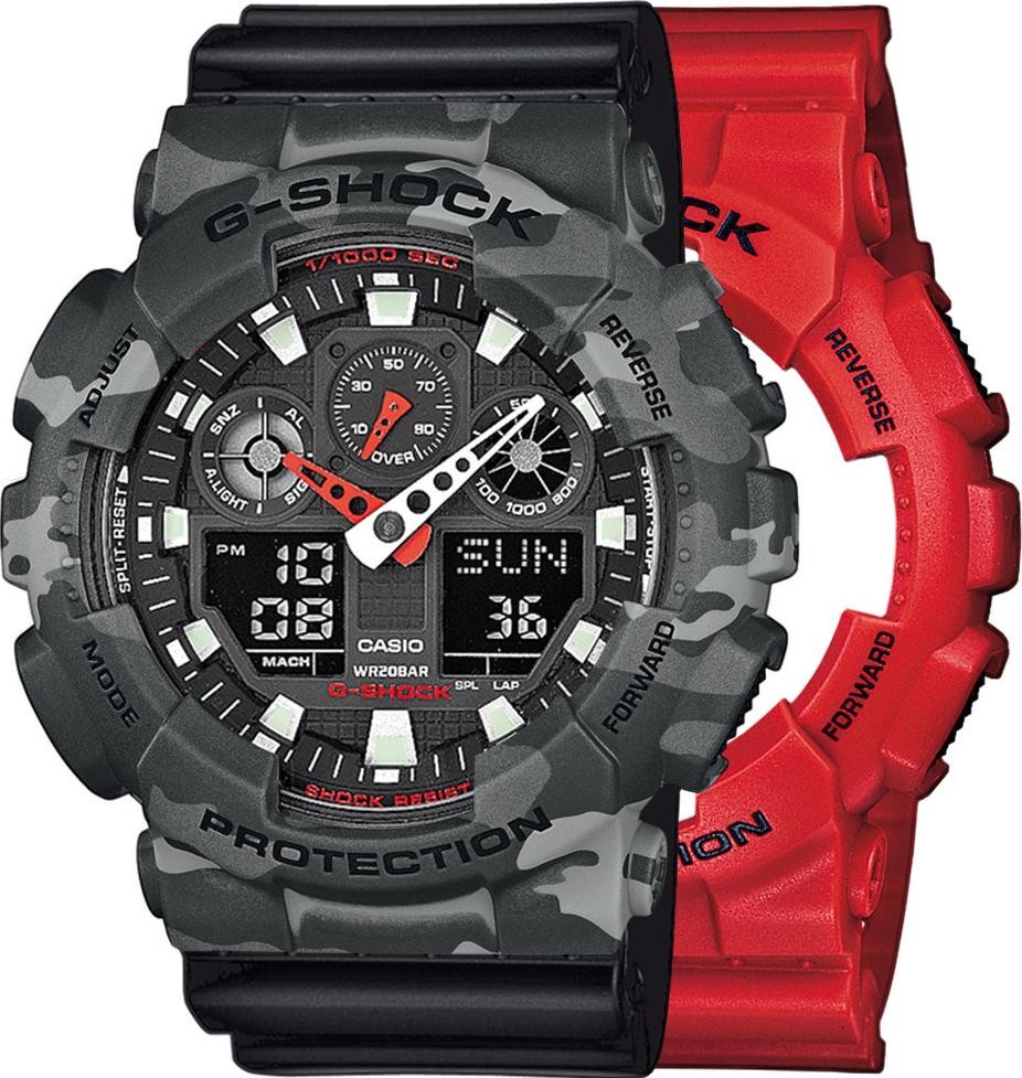 Zegarek Casio G-Shock SET GA-100B-4AER + BEZEL 10507071 + PASEK 10347688 20BAR