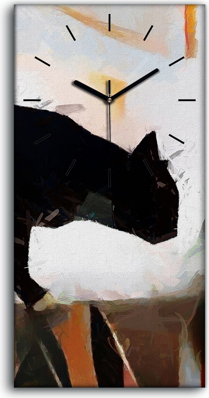 coloray Wandbild Leinwand Bilder Wanduhr 30x60 Das Katzenbild surreale Abstraktion - schwarze Hände zcv-1038996667-30x60-c