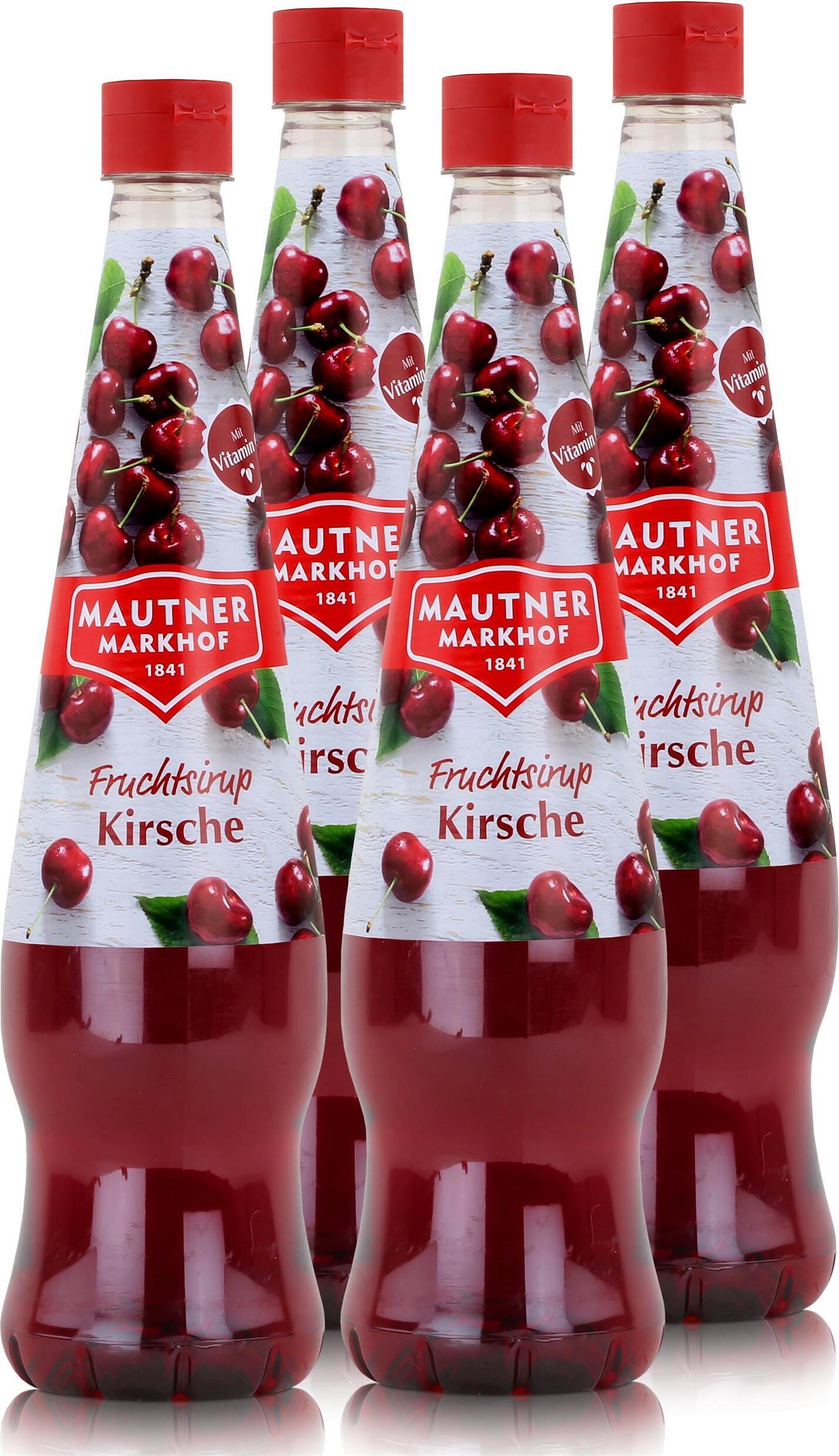 MAUTNER MARKHOF Mautner Getränkesirup Kirsche 0,7L - Softdrink, Cocktails (4er Pack)