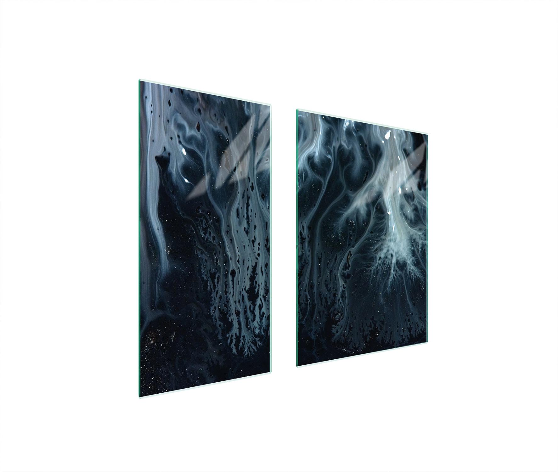 TMK ArtDeko Herdabdeckplatten 2 teilig 75x52 Ceranfeld Abdeckung Glas Schneidebrett Marmor Muster