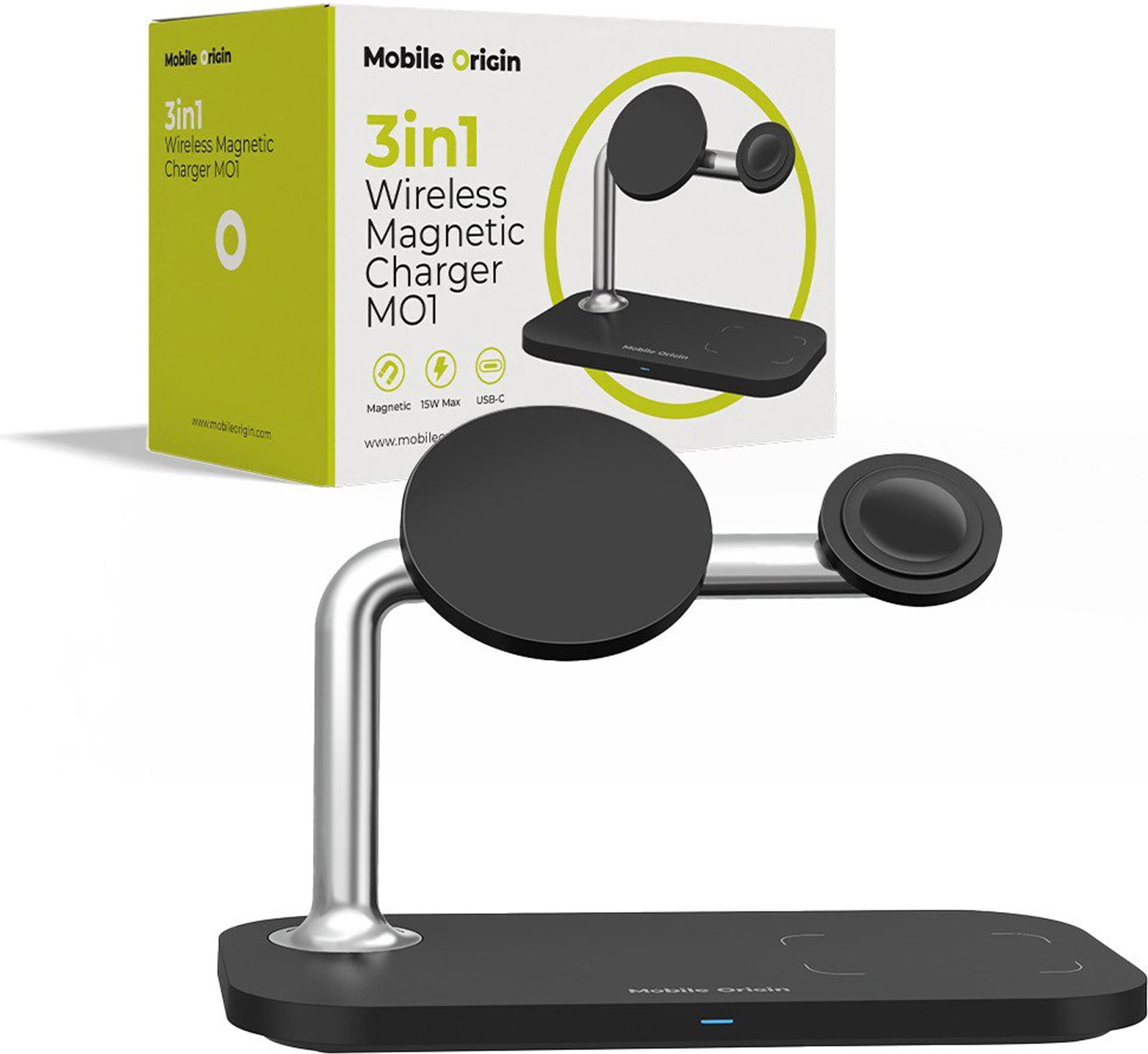 Mobile Origin 3 in 1 Drahtloses Ladegert Schwarz FRL-WCH-31-BLK