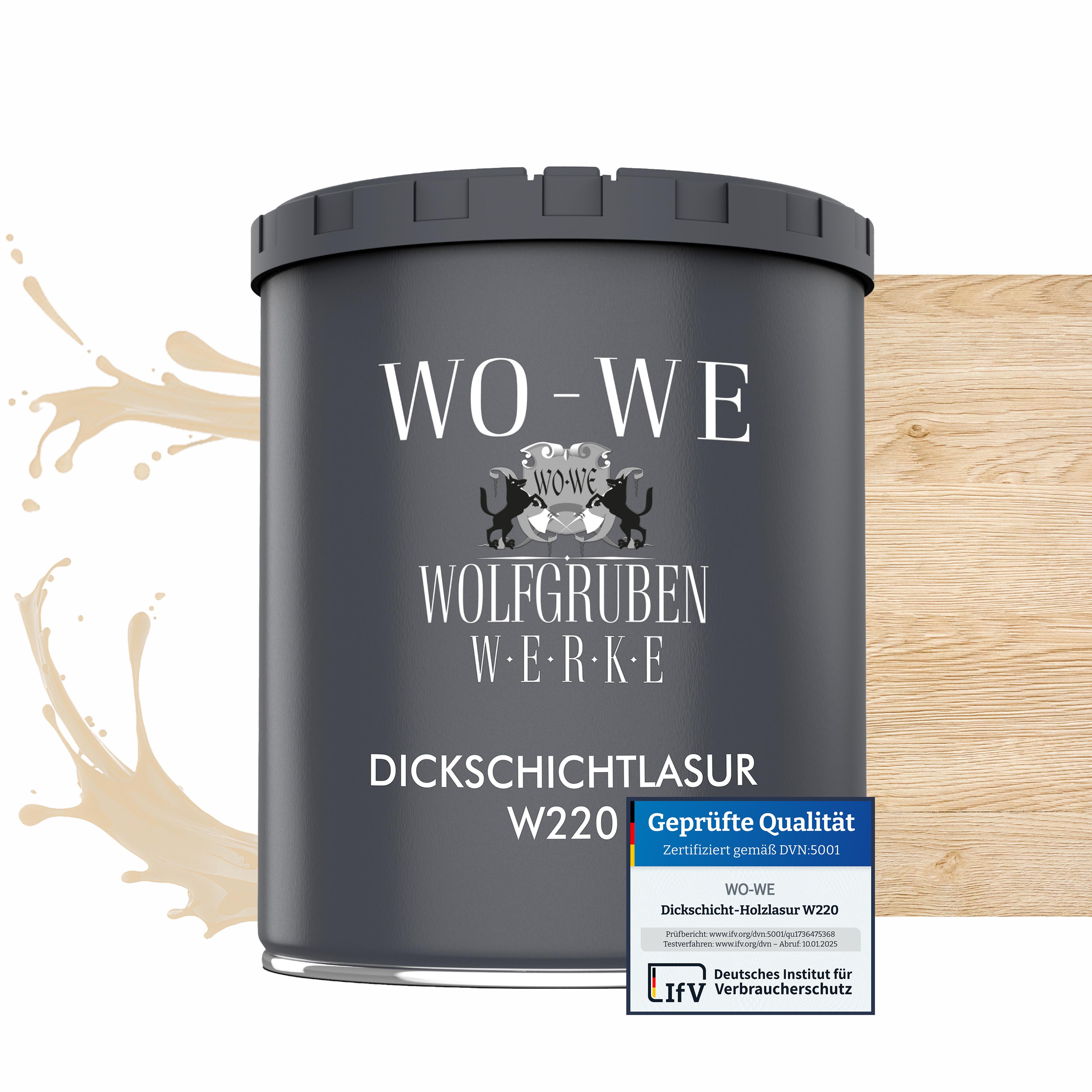 WO-WE Dickschichtlasur 2in1 Holzlasur Holzschutzlasur außen und innen W220 Farblos - 750ml