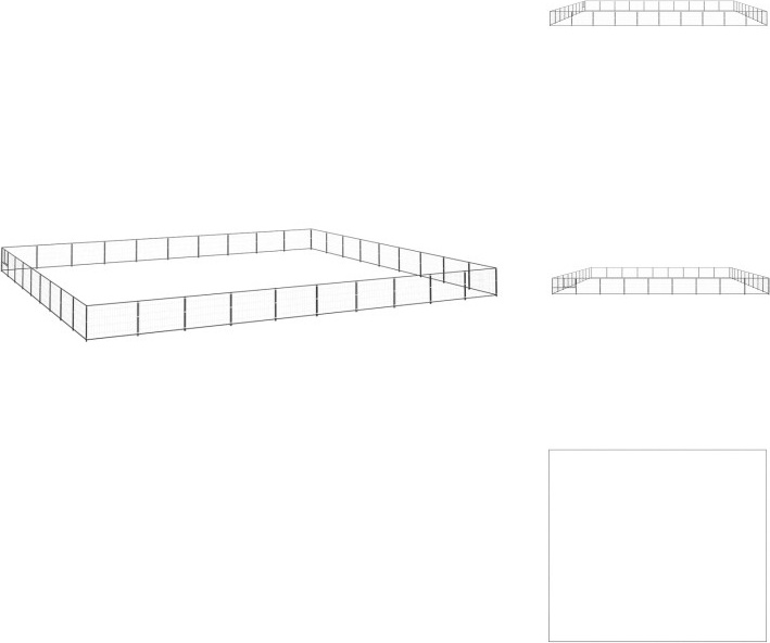 vidaXL Hundezwinger Schwarz 90 m² Stahl - Hundezwinger & -ausläufe TLS3082194