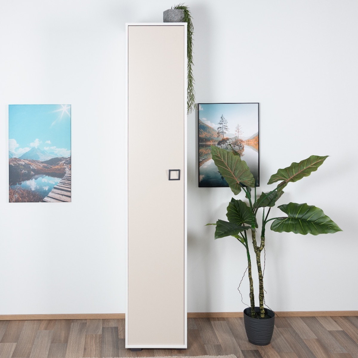 Steiner Shopping Schmaler 44 cm breiter Kleiderschrank mit 1 Tür | Kleiderstange | Farbe: Weiß