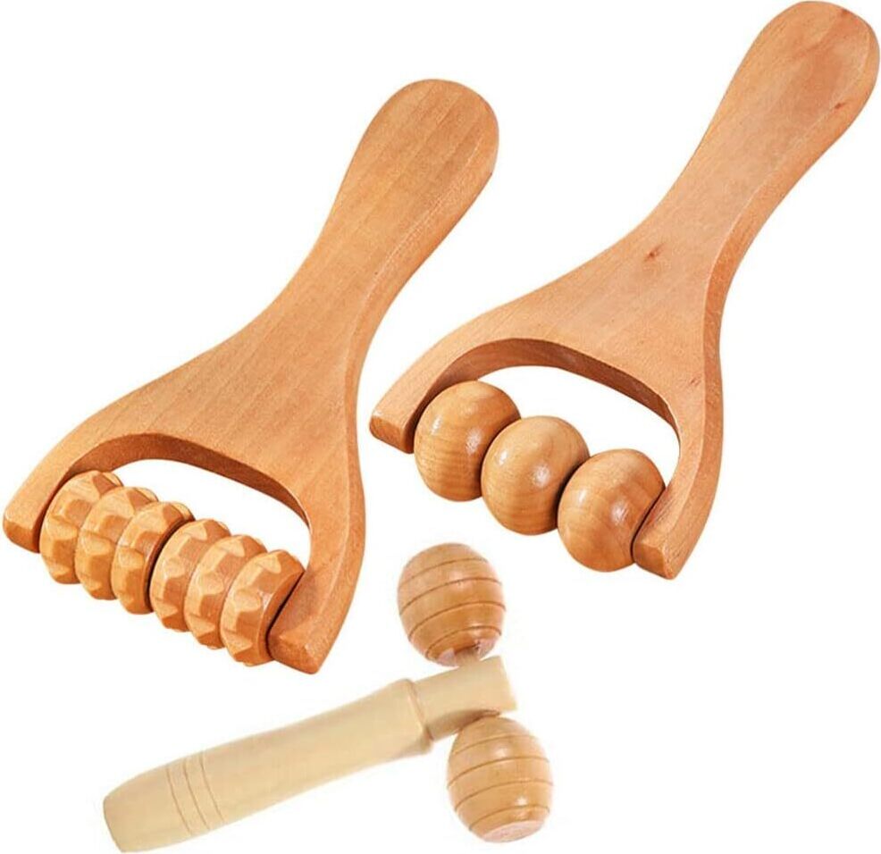 JedBesetzt Massagerolle aus Holz für Füße, Rücken, Nacken und Schultern zur Entspannung von Muskeln und Faszien, 15 x 15 x 15 cm K-MM-2649-67