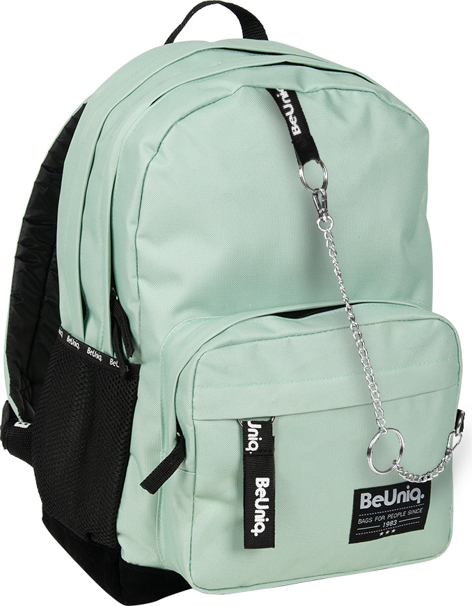 PASO Leichter Rucksack für Studenten, BeUniq Jugendrucksack mit Kette, MINT