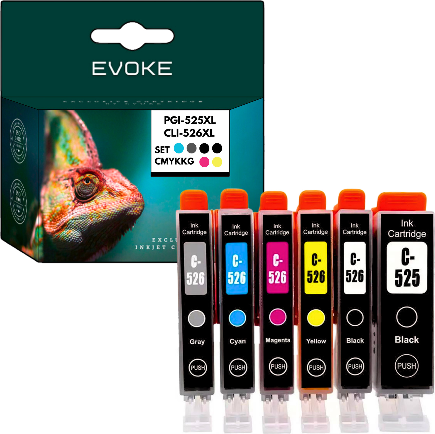 10 Cartouches d'encre avec Puce Compatible avec Canon 525 526 PGI-525