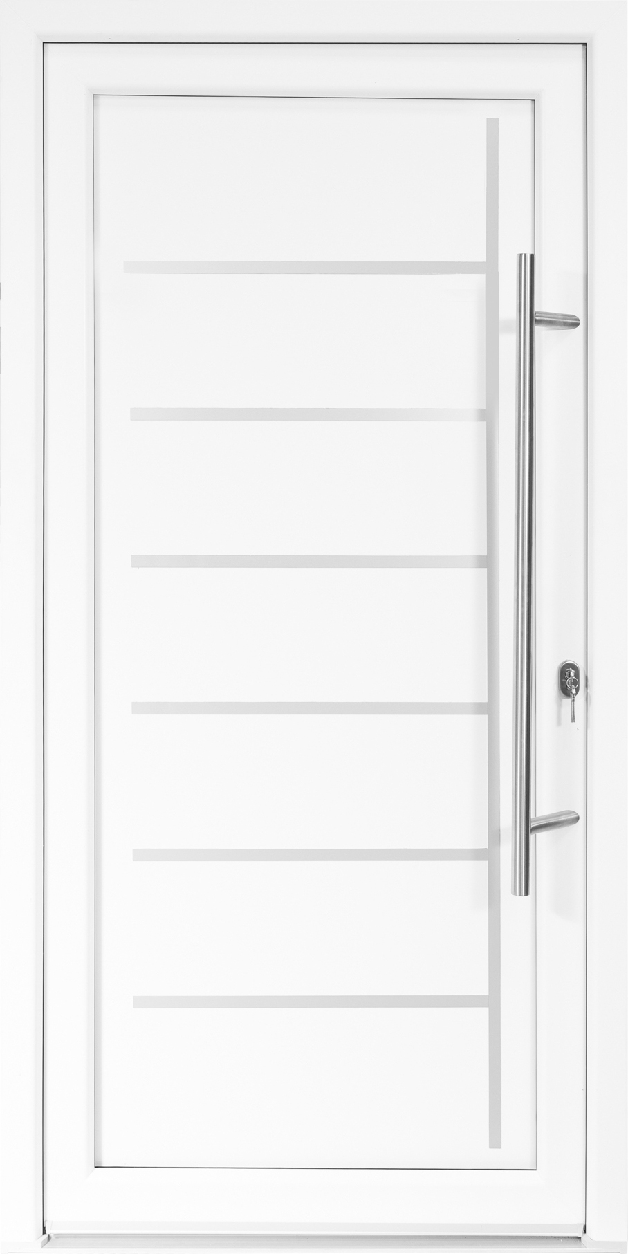 SN Deco - Bastion Kunststoff Haustür Zeta DIN rechts weiß mit E-Öffner & Marken-Stoßgriff 1000x2000 mm ZETEL3B1D