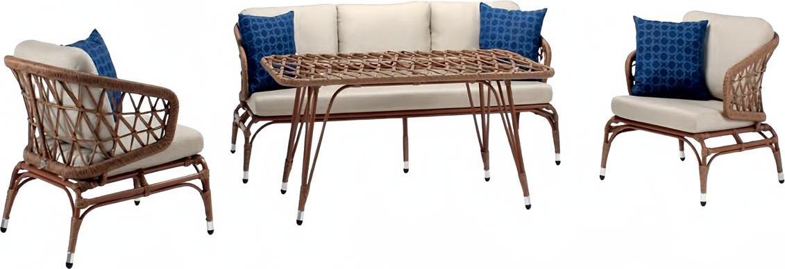 Gartenmöbel Robuste Garten Rattan Garnitur Couchtisch 2x Sessel Sofa 3 Sitzer