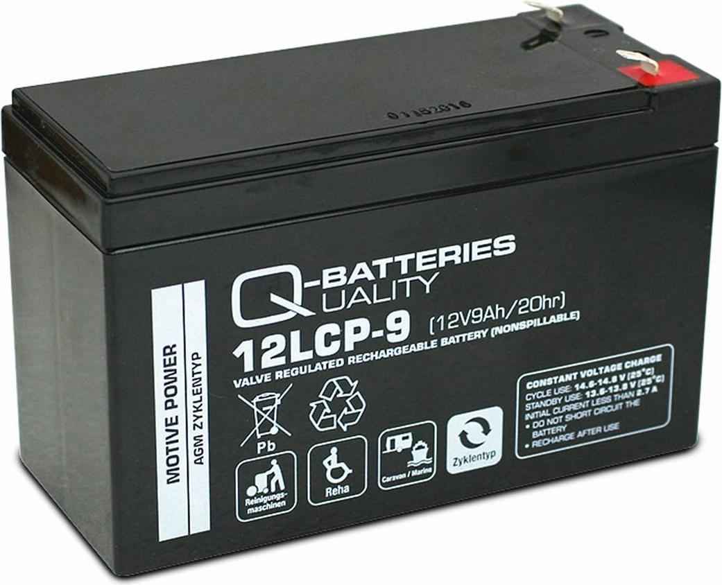 Akku Sys Akkumulator- und Batterietechnik Nord GmbH Q-Batteries 12LCP-9 / 12V - 9Ah F1 Blei Akku Zyklentyp AGM - Deep Cycle VRLA