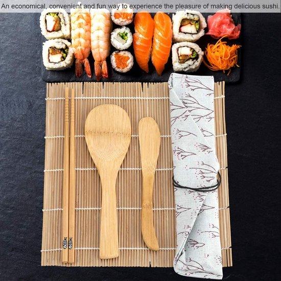 Famanu Sushi Set mit Bambusrolle und Zubehör - 5 Essstäbchen, 1 Schaufel, 1 Sushi-Messer SHSHOP
