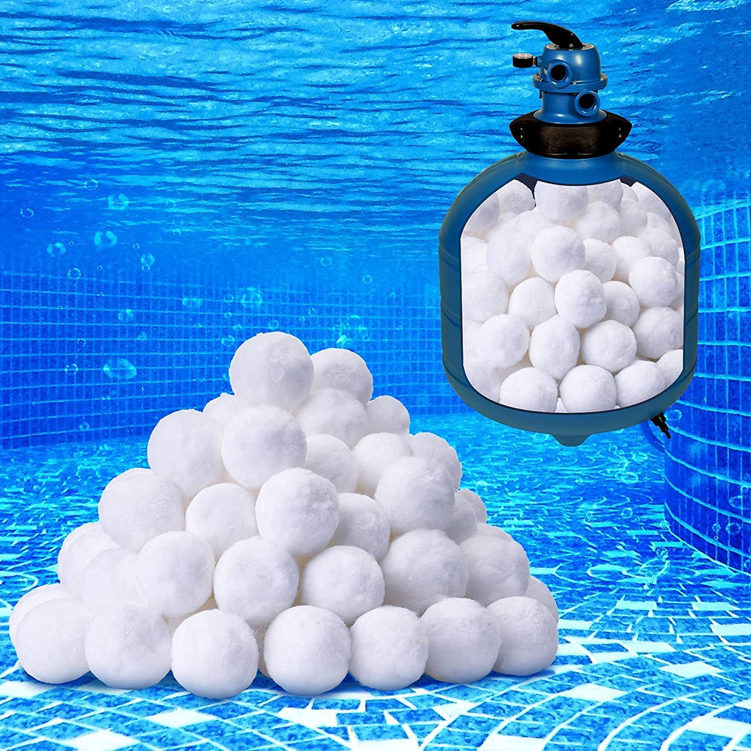Filter Balls Recyclebar Filterbälle waschbar 700g/1400g für Pool Filterwatte 