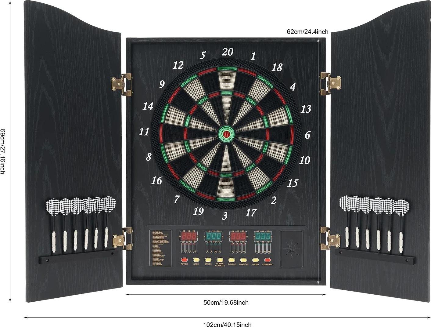 StarTech Elektronische Dartscheibe - Digitales Dartboard - 4 LED-Displays - Automatische Punktezählung - Für Party & Wettkampf - Schwarz