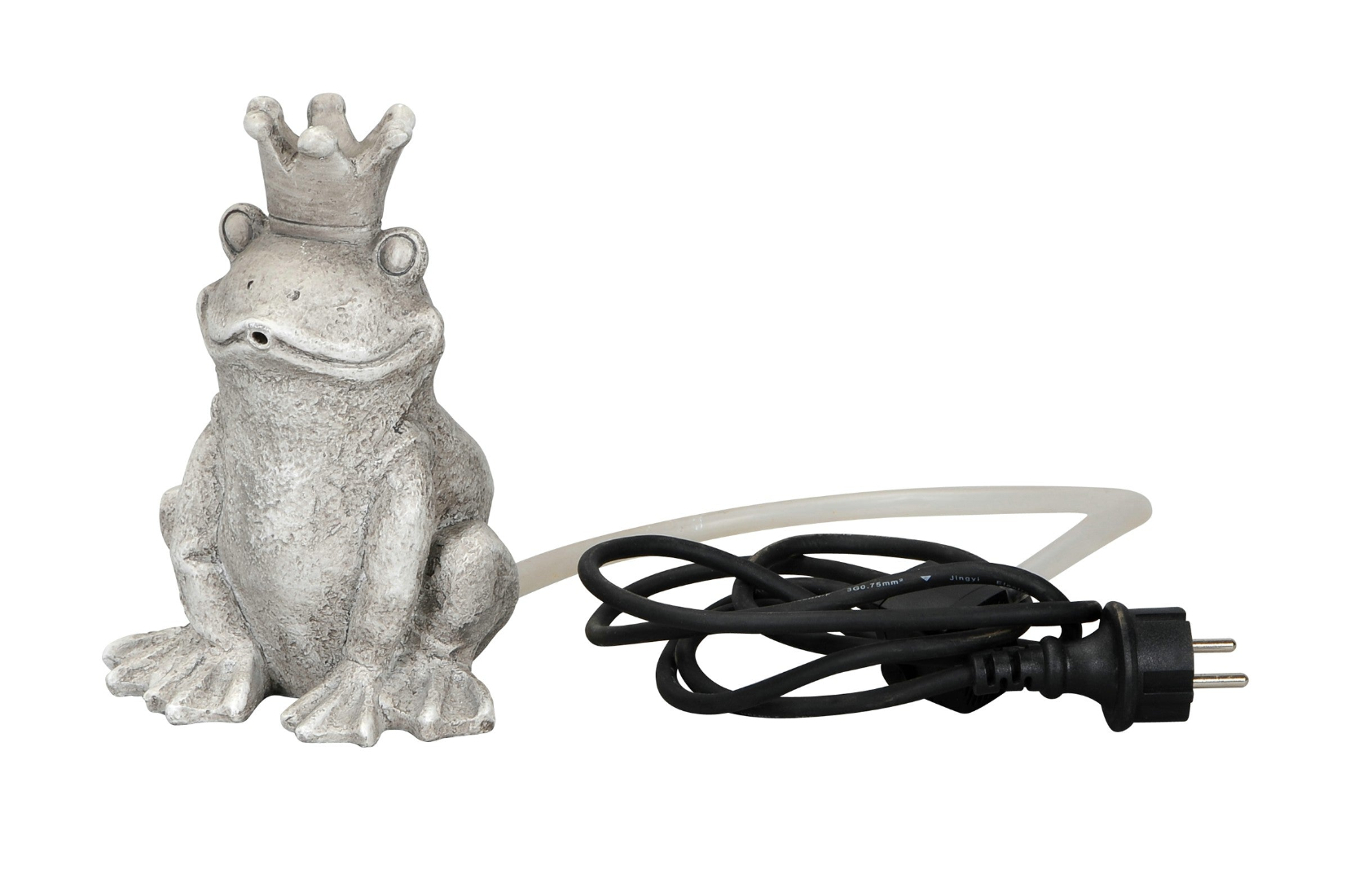 POSIWIO Wasserspeier Frosch grau Polyresin 15x12cm H20cm mit 230V Pumpe Teichfigur Miniteich Wasserspiel 40028