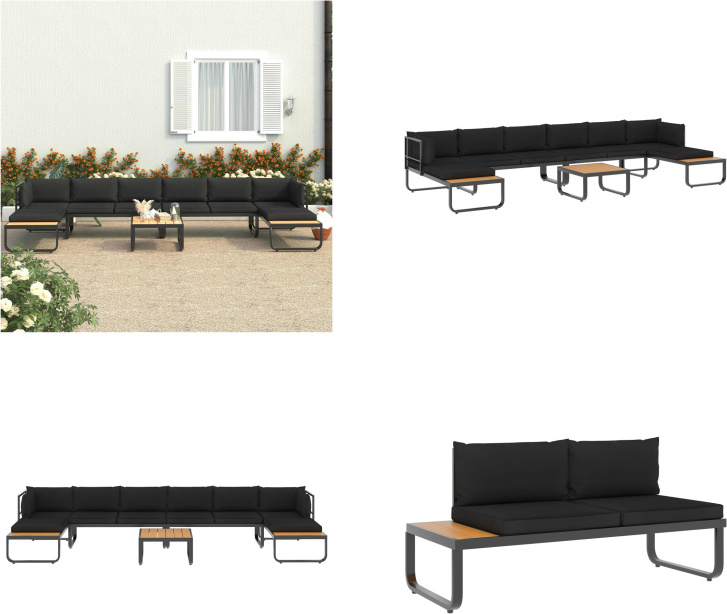 vidaXL 5 tlg. Garten Ecksofa Set mit Auflagen Aluminium und WPC - Sofa - Sofas - Ecksofa - Ecksofas