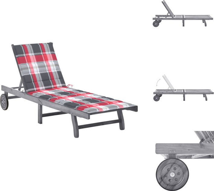 vidaXL Lehátko s vankúšom sivé akáciové masívne drevo - Lehátka