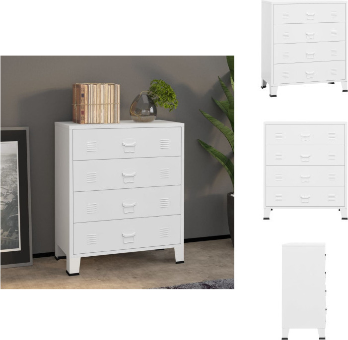 vidaXL Industrial Kommode mit Schubladen Weiß 78x40x93 cm Metall - Kommoden