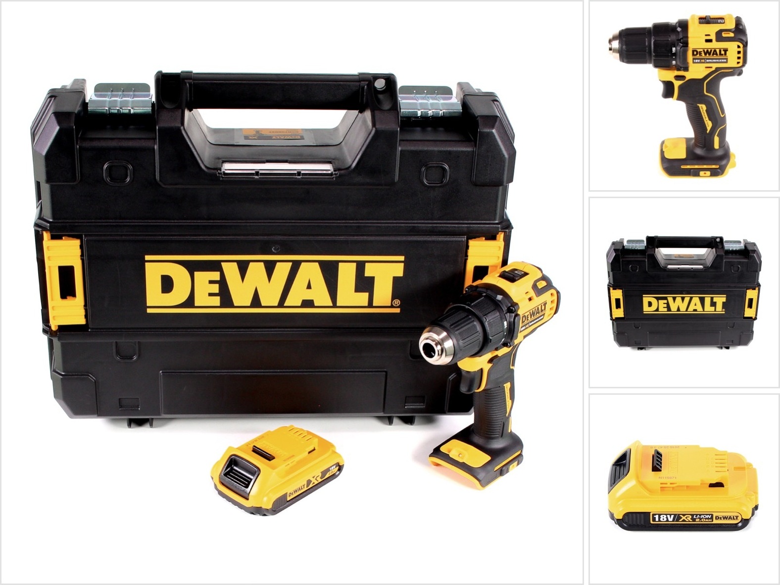 Akumulátorový vŕtací skrutkovač DeWalt DCD 708 NT 18 V Li-Ion Brushless v krabici TSTAK + 1 x 2,0 Ah batéria - bez nabíjačky