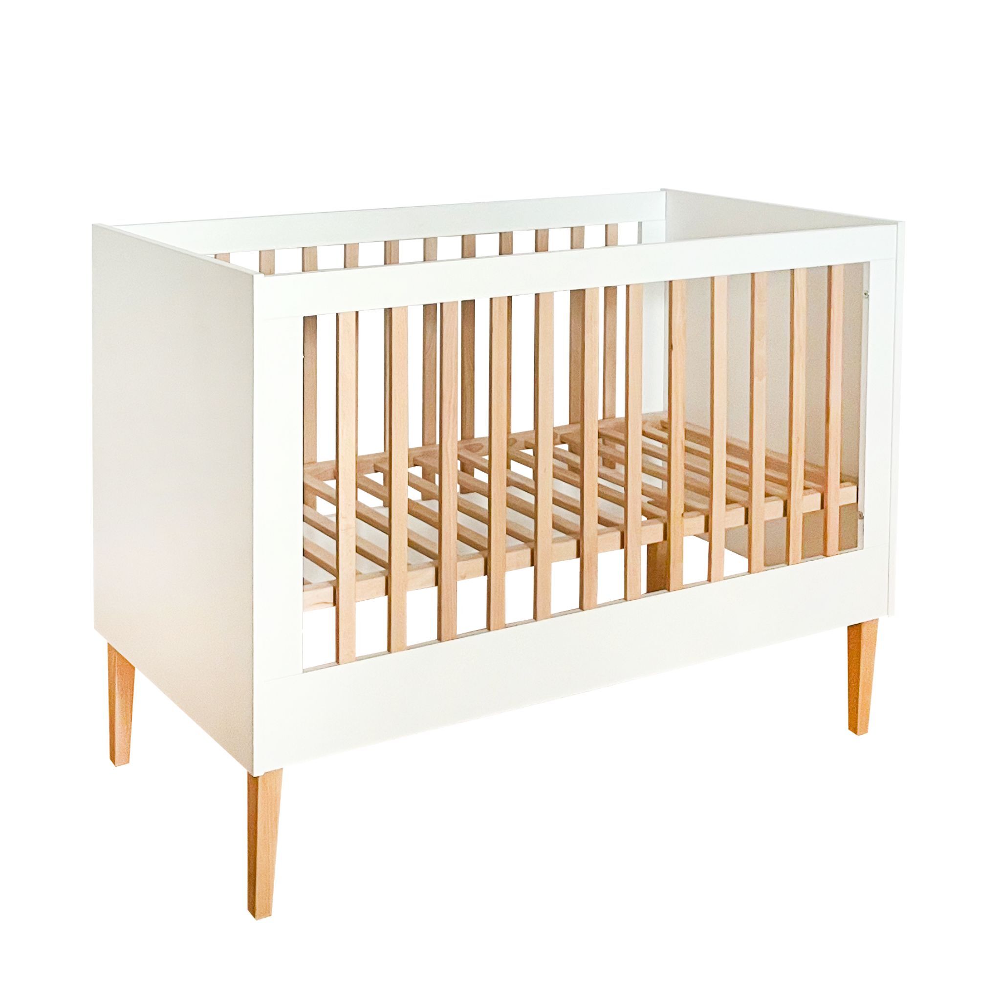 ATB Babybett Nordik 60x120cm - Massivholz Gitterbett Weiß