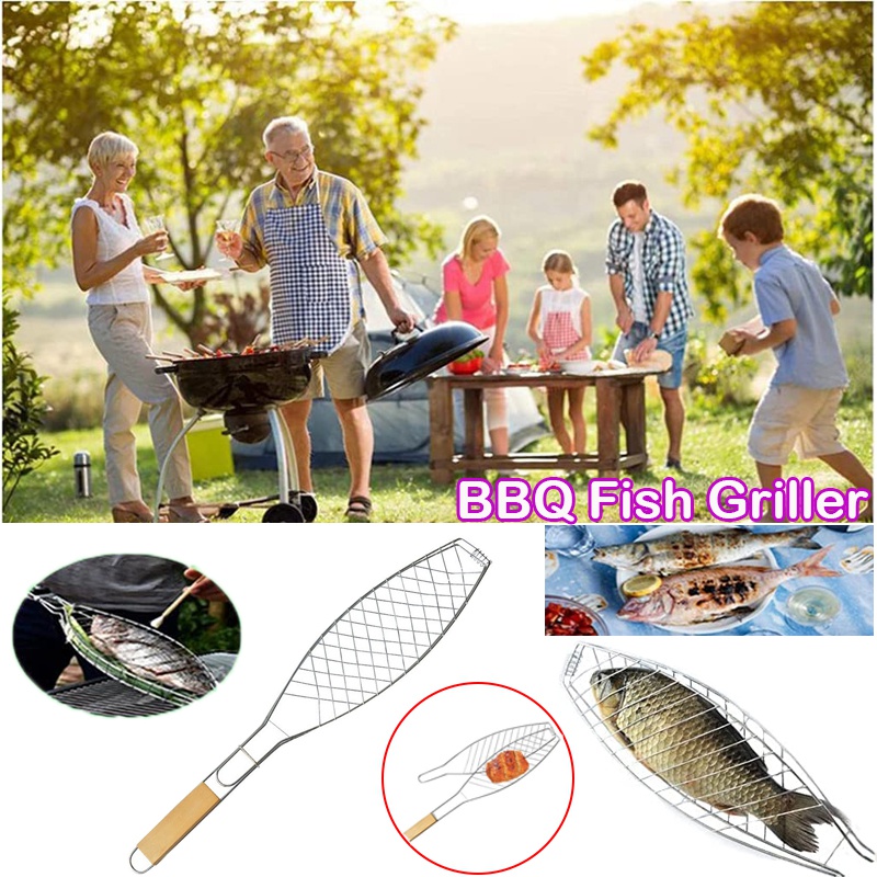 BBQ Fish Grill Single Fish Grill Net Clip Grill Clip, 5 ks/sada