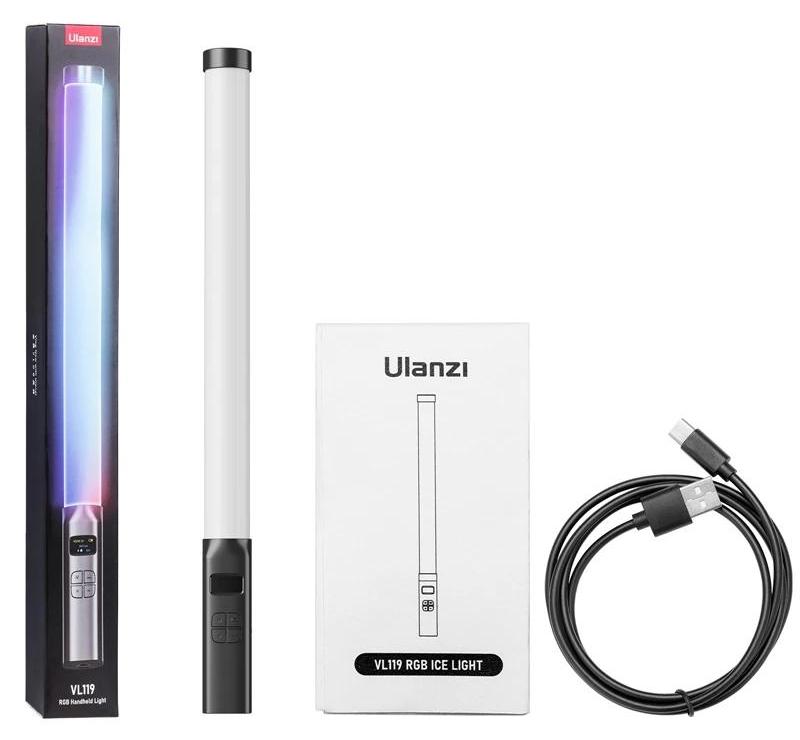 RGB video svetlo, teplota farieb 2500-9000K, maximálny jas 70 minút, 205g ľahká konštrukcia, VL119 RGB