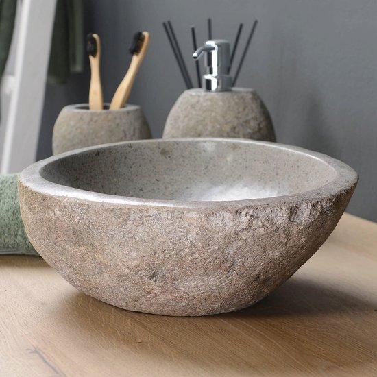 Famanu Waschbecken Oval 30 cm - Naturstein grau