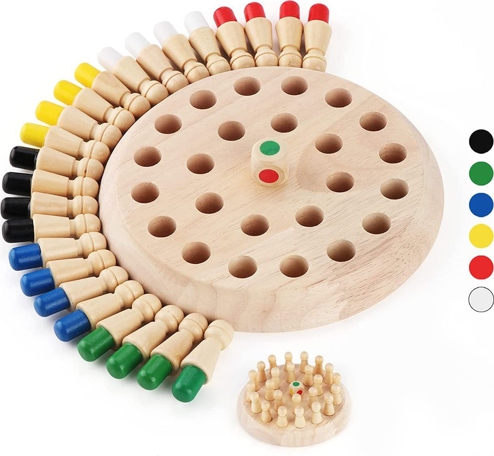 Jormftte Memory Schach Holz, Memory Match Stick Schach, Schachspiel Lernspielzeug, gedächtnis-Schach, Hölzernes Gedächtnis-Schach für Kinder Frühe Lernerziehung Kau-VG-00543