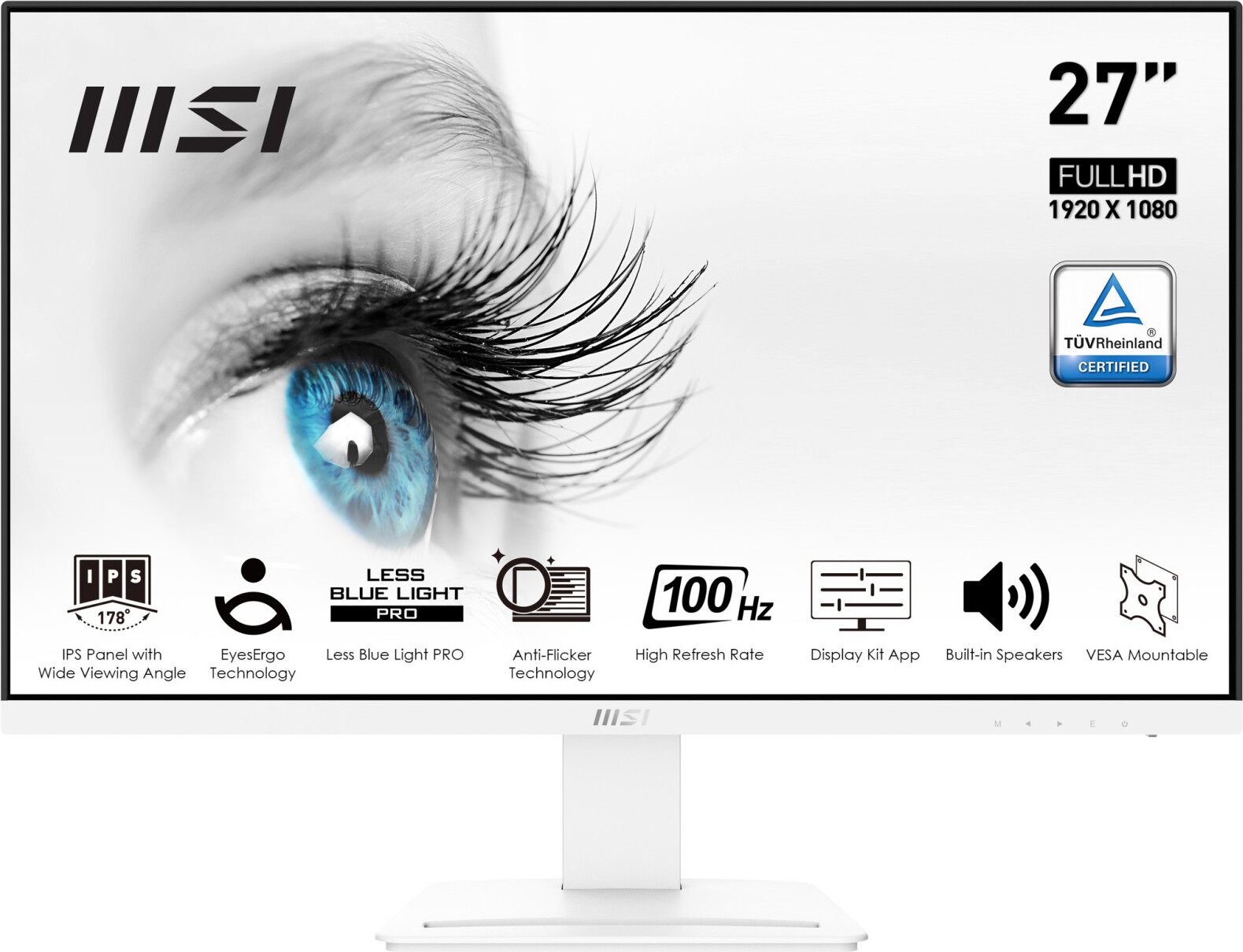 MSI Pro MP273AW, 68,6 cm (27"), 1920 x 1080 px, Full HD, LED, 4 ms, Biela