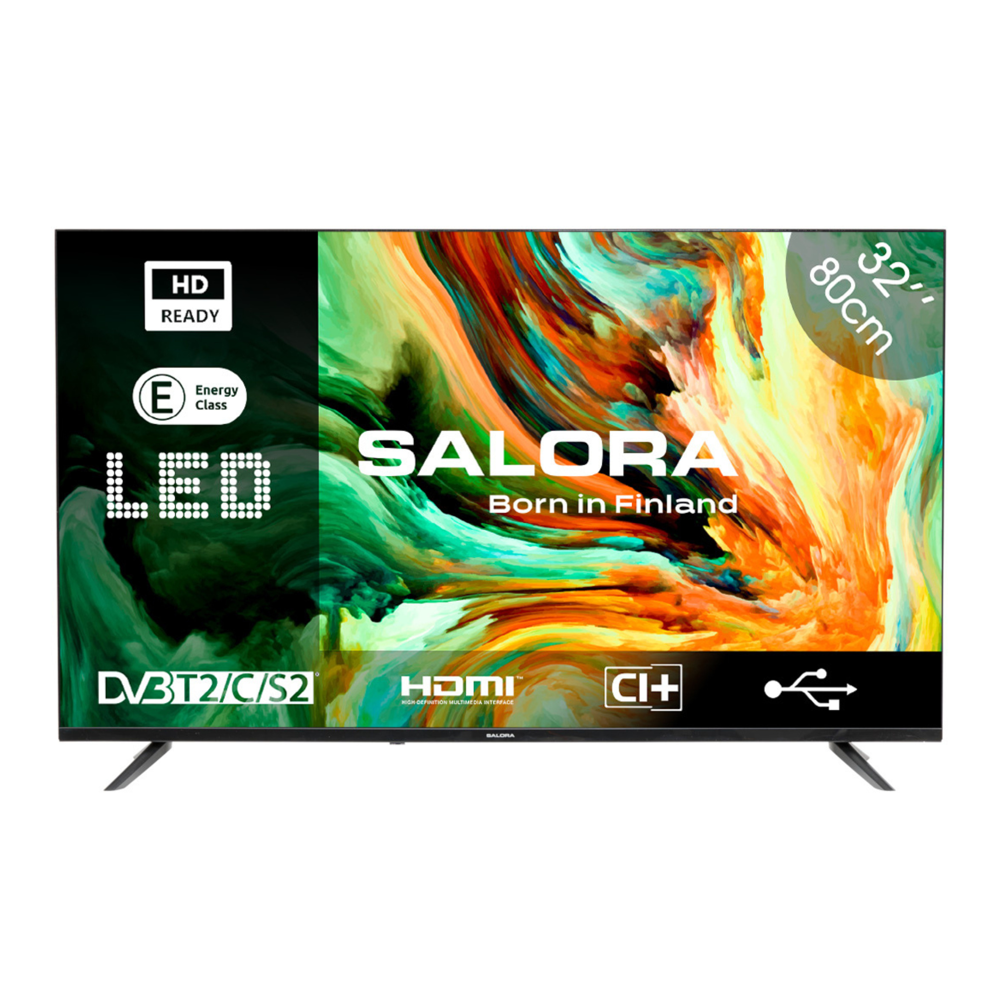 Salora LEDTV32 – LED-Fernseher – 32 Zoll – HD – Fernseher 32 Zoll – TV – Schwarz – Kein Smart-TV