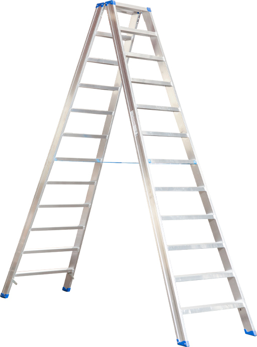 Josef Steiner Alu-Stufen Stehleiter Mod. SL - Stufenanzahl: 12, Länge: 2,81 m SL-12