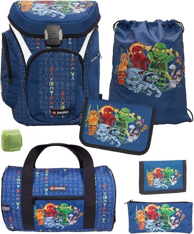 Lego Ninjago Schulranzen 1.Klasse für Jungen und Mädchen 7-teilig mit Federmappe und Sporttasche