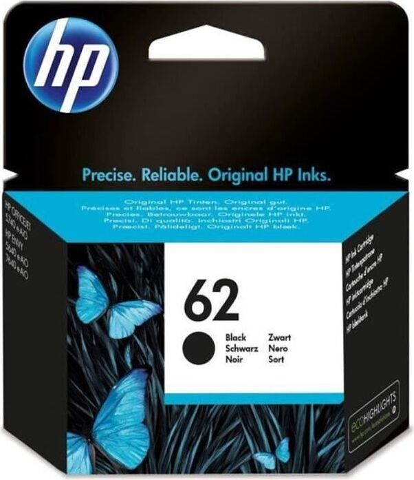 Atramentová kazeta HP 62, čierna, originál C2P04AE, pre HP Officejet Mobile 250, Envy 5540, Envy 5640, Envy 7640, Officejet 5740 e-AiO