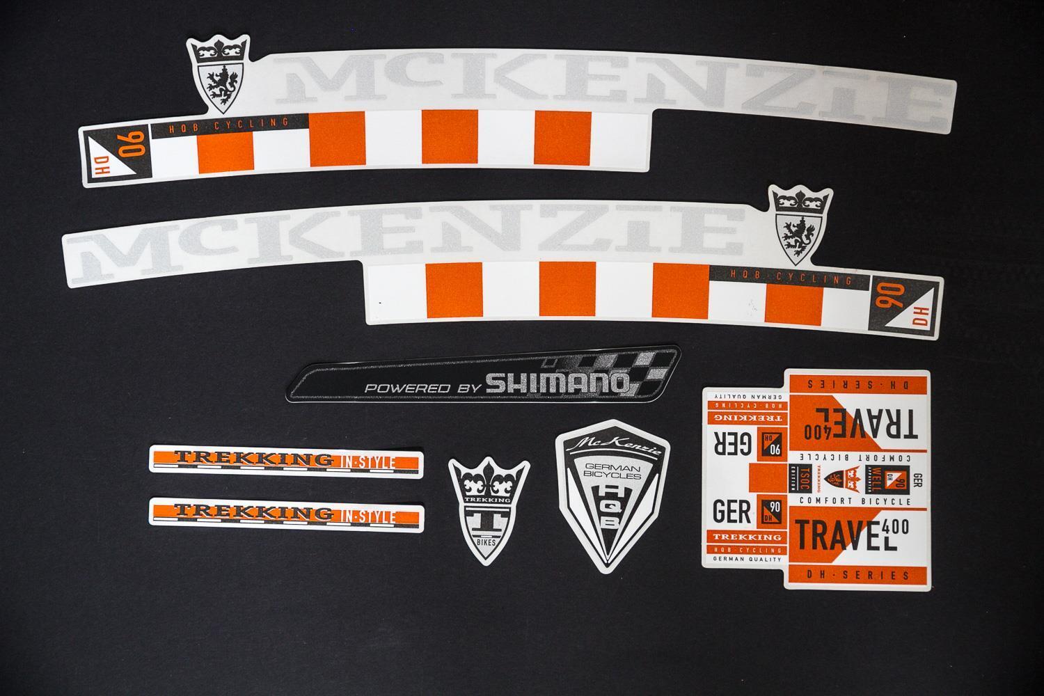 MIFA Fahrrad DEKOR Satz Aufkleber Rahmen frame Decal Sticker MC KENZIE orange silber