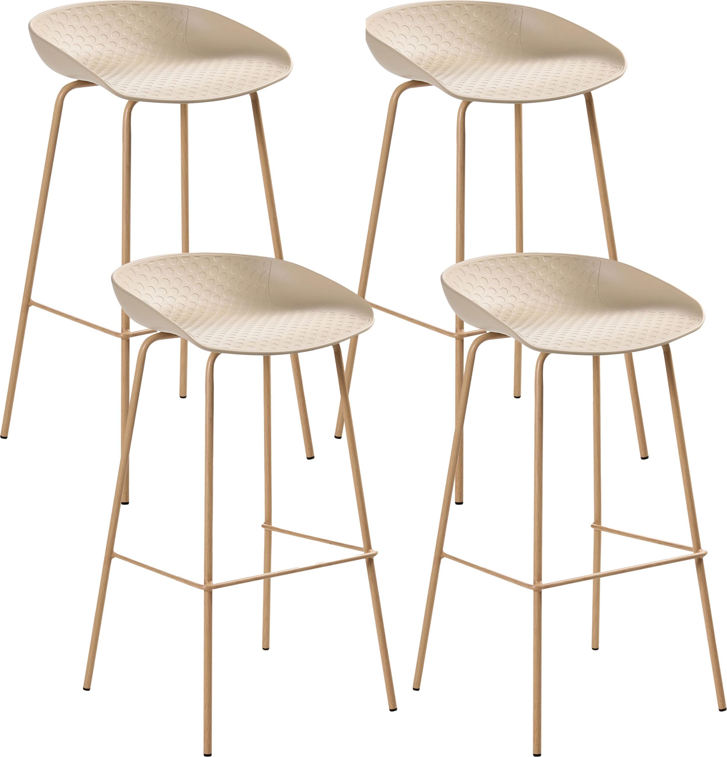 BELIANI Set aus 4 Barstühle beige Kunststoffgestell Eisenbeine in Holzoptik für den Essbereich 660378