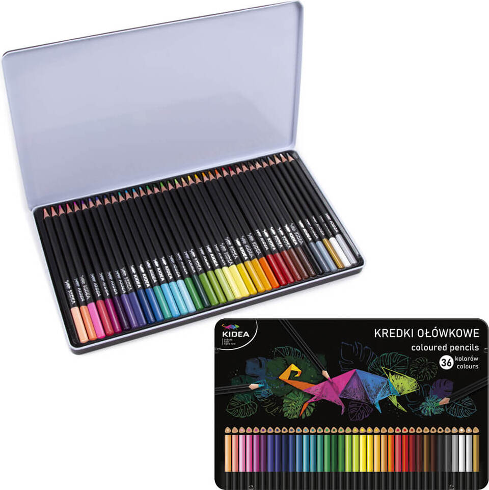 DERFORM Dreieckige Stifte in einer Metallbox mit 36 Farben Kidea p8 Nicht zutreffend