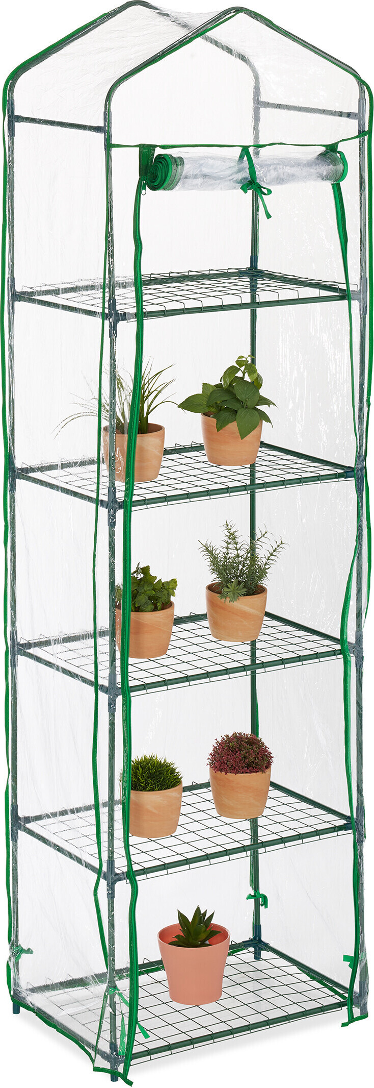 Relaxdays Kweekkas Balkon – 125x69x29cm, 4 Etages, PVC-Folie & Staal (Zwart/Transparant)