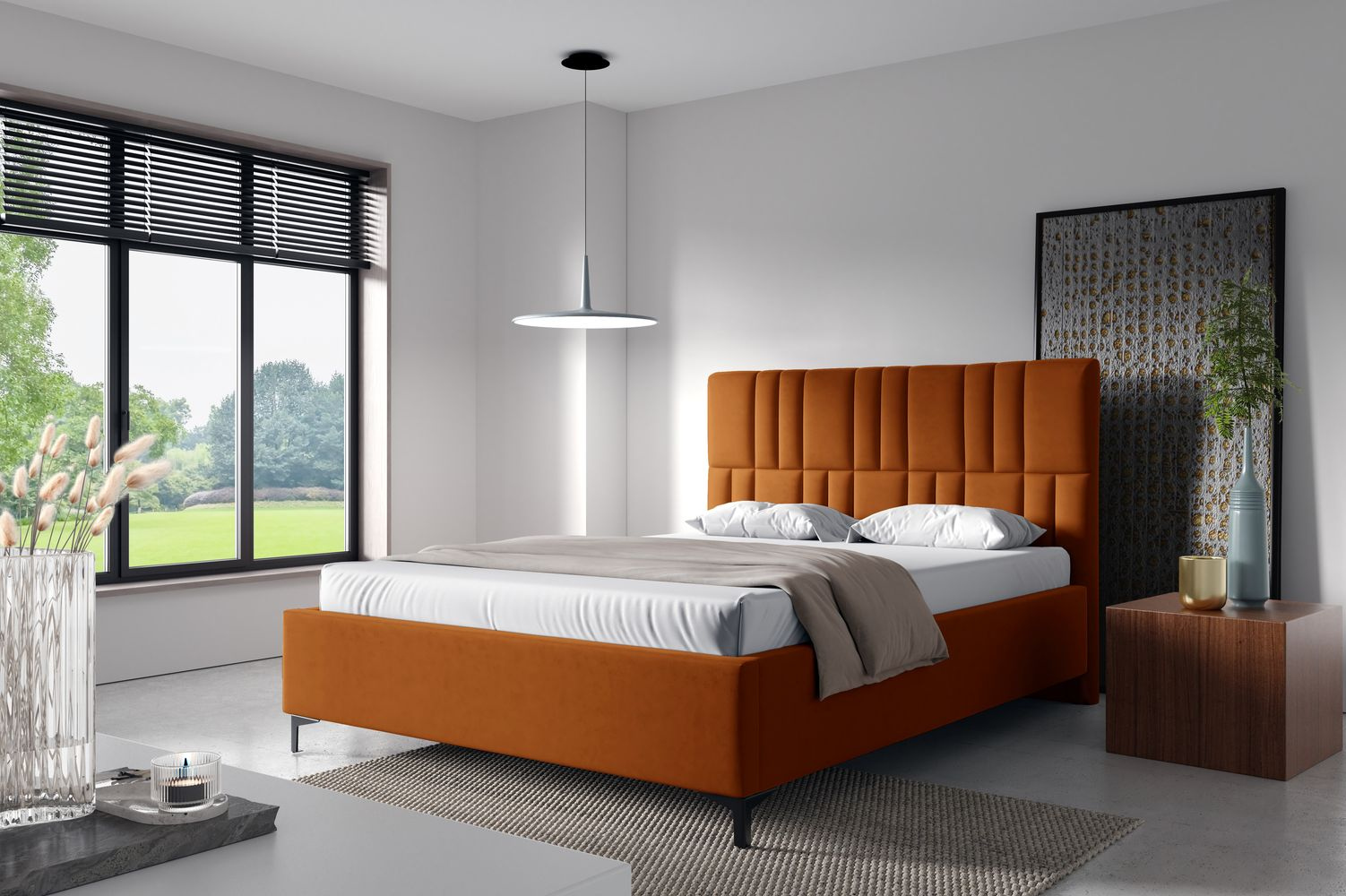 Čalúnená posteľ 160x200 ODETA 5 - oranžová