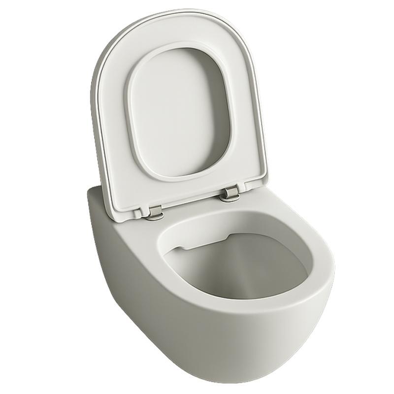 REXO Rimless-WC-Becken mit langsam schließendem Duroplast-Sitz, Wirbelspülung, 49 cm weißes Rimless-WC-Becken, langsam schließend