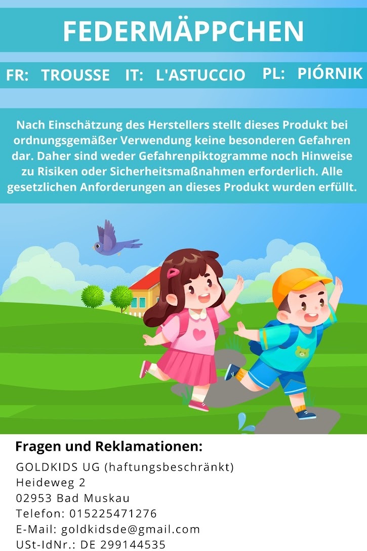 Goldkids - Federmppchen 3 Fcher - Mppchen fr Mdchen und Jungen - Federmappe 3-Fach Federtasche 46-teilig Gefllte Schleretui - Herzen Motiv FedermäppchenHerzen