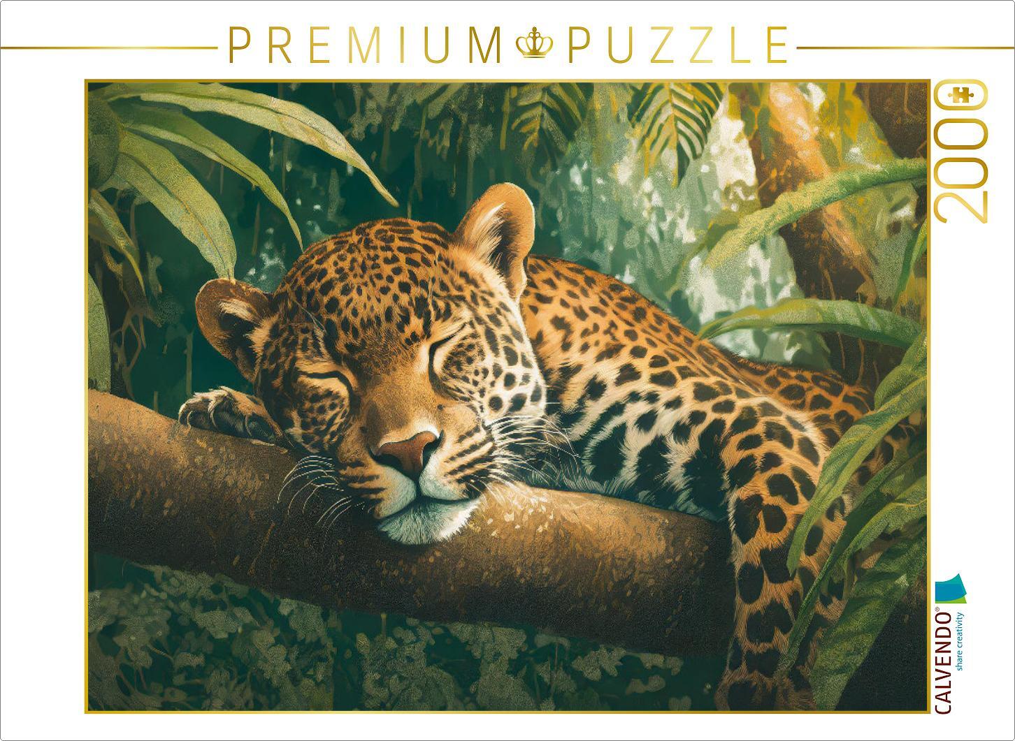 CALVENDO Puzzle Der Jaguar verdaut sein Mittagessen | 2000 Teile Lege-Größe 90x67cm Foto-Puzzle für glückliche Stunden