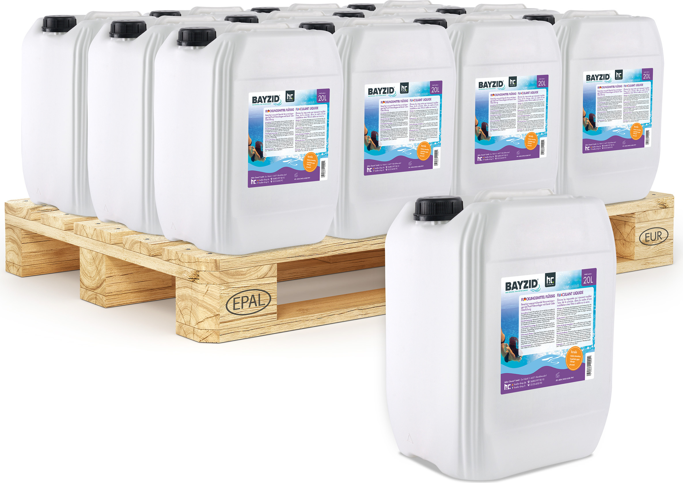 Höfer Chemie 24x20 L BAYZID® flüssig Flockungsmittel gegen Trübungen für sauberes Poolwasser BAYZID 20 L